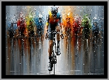 Dynamiczne ujęcie, Grafika AI, Kolarze, Sportowcy, Kolarz, Rower